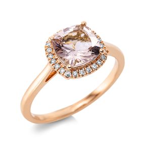 Ring aus 750 Rotgold Morganit 1,25ct pink 24 Brillanten 0,1ct TW-SI B:9,4mm