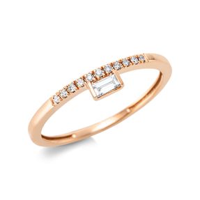 Ring aus 750 Gold Rotgold 12 Diamanten 0,13ct TW-SI B:3,5mm