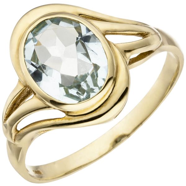 Ring mit Aquamarin oval 585 Gelbgold