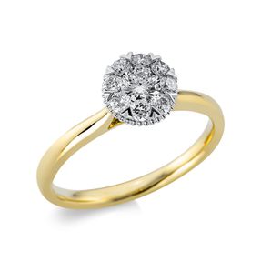 Ring 750 Gold gelb/weiß 8 Brillanten 0,29ct TW-SI 1 Brillant 0,23ct TW-SI Ø7,4mm