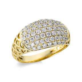 Pavé Ring aus 750 Gold Gelbgold 62 Brillanten 1,01ct TW-SI B:10,2mm