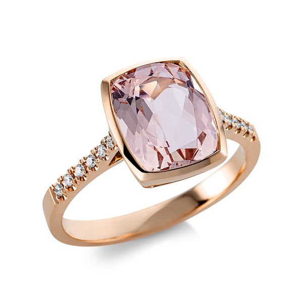 Ring 750 Rotgold Morganit 3ct pink 12 Diamanten