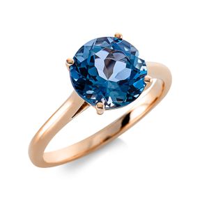 Ring aus 750 Gold Rotgold Topas 3ct London Blue Ø8,8mm 4er-Krappe