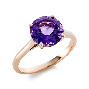 Ring aus 750 Gold Rotgold Amethyst 2,4ct lila Ø9mm 4er-Krappe Ring aus 750 Gold Rotgold Amethyst 2,4ct lila Ø9mm 4er-Krappe