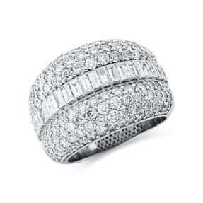 Pavé Ring breit aus 750 Weißgold 133 Diamanten 3,23ct F-SI B:15,3mm