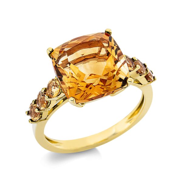 Ring 750 Gelbgold 7 Citrine 6.8ct gelb 4er-Krappe B 11.1mm