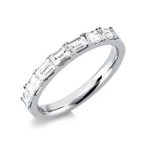 Halb-Memoire Ring 750 Weißgold 7 Diamanten Baguette-Schliff 0,76ct TW-VSI B:2,8mm