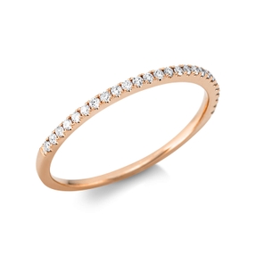 Halb-Memoire Ring schmal aus 750 Rotgold 26 Brillanten 0,13ct TW-SI B:1,2mm