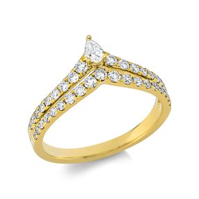 Ring aus 750 Gold Gelbgold 38 Diamanten 0,57ct TW-SI B:7,8mm