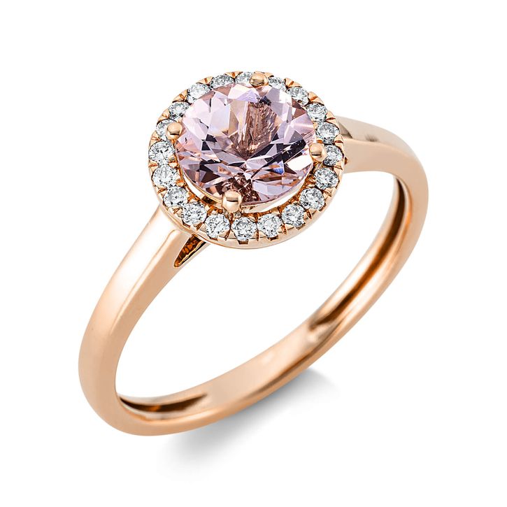 Ring 750 Rotgold Morganit 0.87ct rosa 20 Diamanten