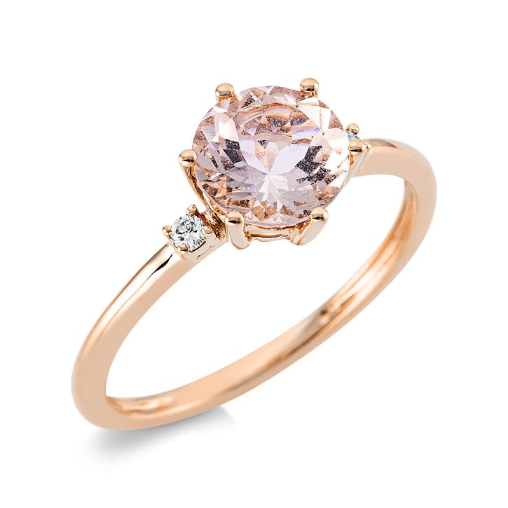 Ring 750 Rotgold Morganit 1ct rosa 2 Diamanten B 8.1mm