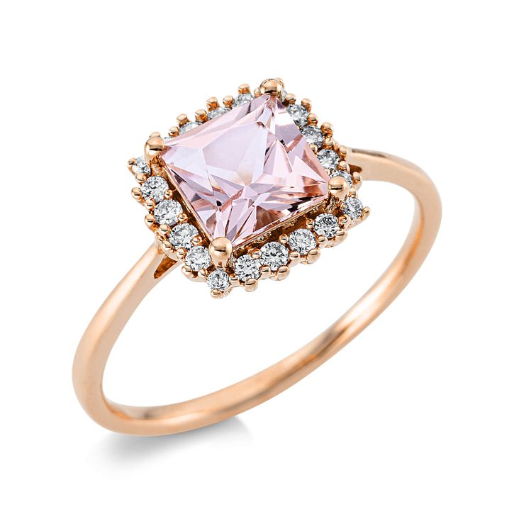 Ring 750 Rotgold Morganit 0.9ct rosa 20 Diamanten B 9.3mm