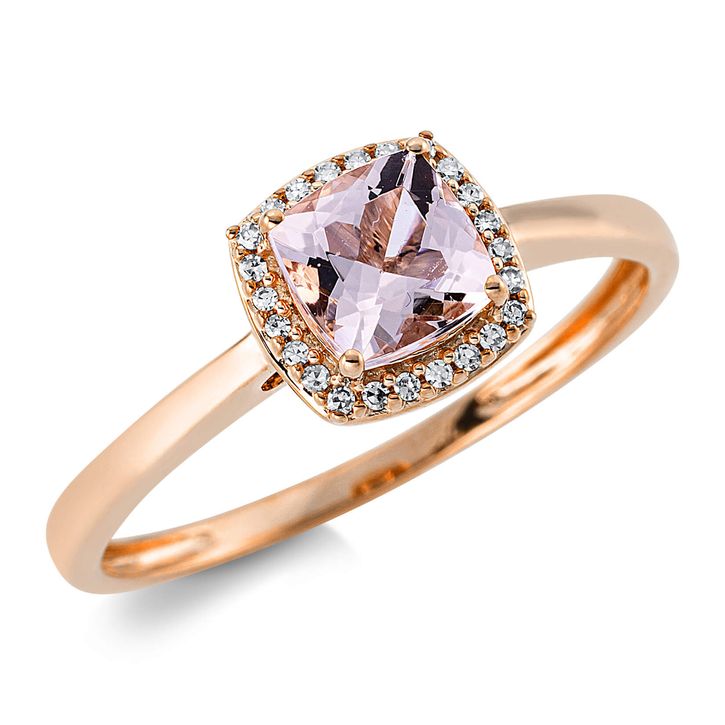 Ring 750 Rotgold Morganit 0.54ct rosa 24 Diamanten B 7.3mm