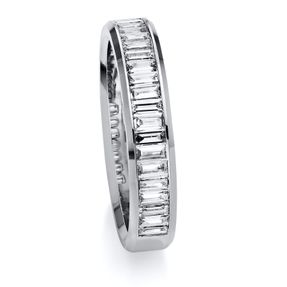 Halb-Memoire Ring aus 750 Weißgold 20 Diamanten Trapez-Schliff 0,5ct TW-SI B:4mm