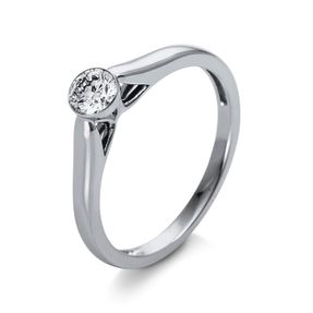 Solitaire Ring aus 750 Gold Weißgold Brillant 0,3ct F-SI B:2,5mm Zarge