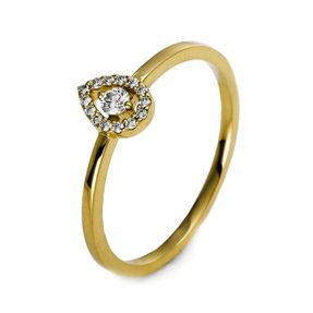 Ring Tropfen aus 585 Gold Gelbgold 15 Brillanten 0,1ct TW-SI B:5,1mm