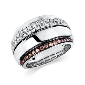 Ring aus 750 Weißgold 72 Diamanten 1ct B:13,4mm Fassung teils schwarz rhodiniert