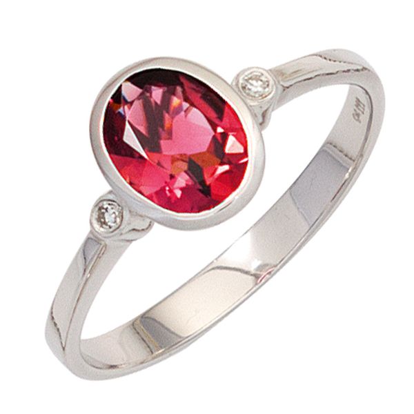 Ring mit Turmalin rosa und Brillanten 585 Weißgold