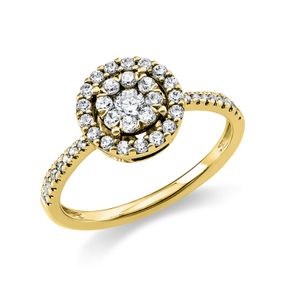 Ring aus 750 Gelbgold 41 Brillanten 0,4ct TW-SI 1 Brillant 0,1ct TW-SI Ø9mm