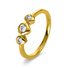 Ring Dreistein aus 585 Gelbgold 2 Brillanten 0,09ct TW-SI 1 Brillant 0,09ct TW-SI