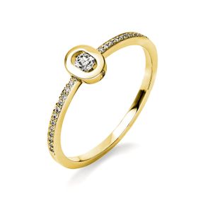 Ring Oval aus 750 Gold Gelbgold 25 Diamanten 0,13ct TW-SI B:5,4mm