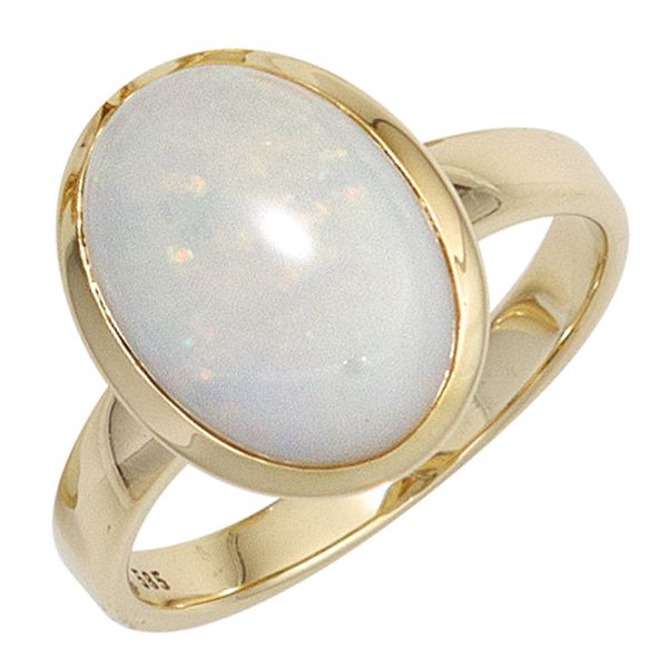 Ring mit Opal oval 585 Gelbgold schlicht