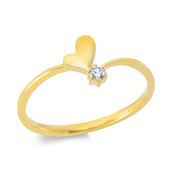 Ring Herz 750 Gelbgold Brillant 0.05ct B 8.1mm