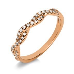 Ring gewellt aus 750 Gold Rotgold 33 Brillanten 0,14ct TW-SI B:3,1mm