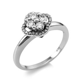 Ring Blume aus 750 Gold Weißgold 30 Diamanten 0,4ct TW-VSI B:9mm