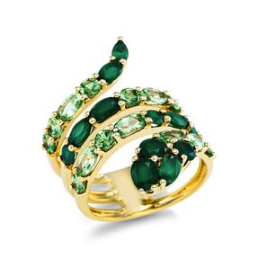 Ring Schlange aus 750 Gold Gelbgold 26 Achate 4,6ct grün B:25,8mm