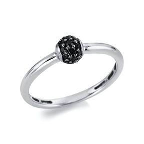 Pavé Ring Kugel aus 750 Weißgold 19 Brillanten 0,19ct schwarz B:5,2mm