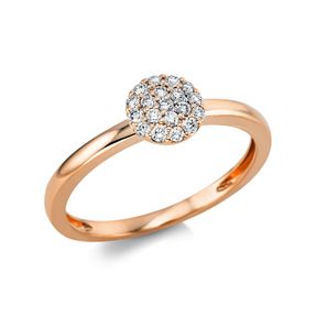 Pavé Ring aus 750 Gold Rotgold 19 Brillanten 0,2ct TW-SI Ø6,5mm