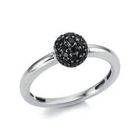 Pavé Ring Kugel aus 750 Weißgold 39 Brillanten 0,42ct schwarz B:6,6mm