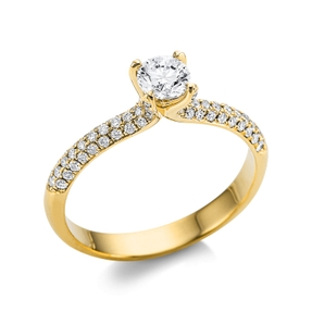 Ring aus 750 Gelbgold 72 Brillanten 0,32ct TW-SI 1 Brillant 0,4ct TW-SI B:5,2mm