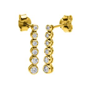 Ohrschmuck Ohrhänger aus 750 Gelbgold 12 Brillanten 0,26ct TW-SI H:15,5mm Zarge