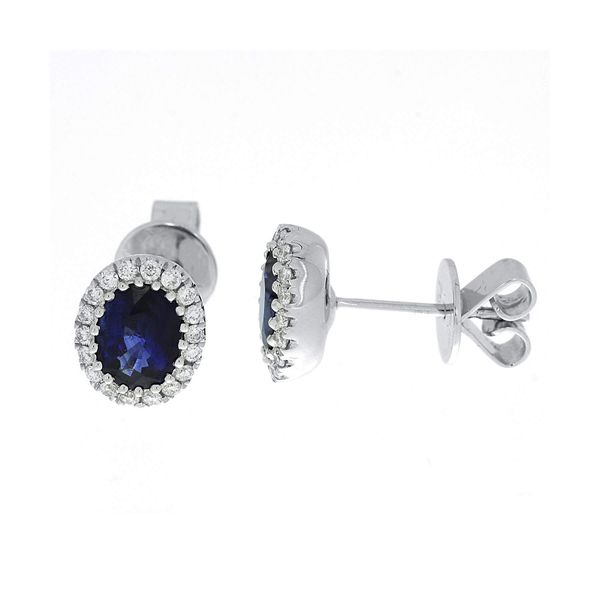 Ohrstecker 750 Weißgold 2 Saphire 2.06ct blau B 7.7mm