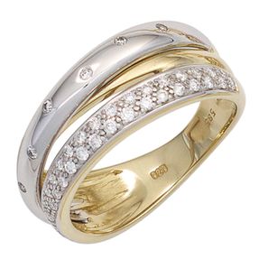 Ring Damenring mit 41 Diamanten Brillanten 585 Gold Gelbgold & Weißgold bicolor