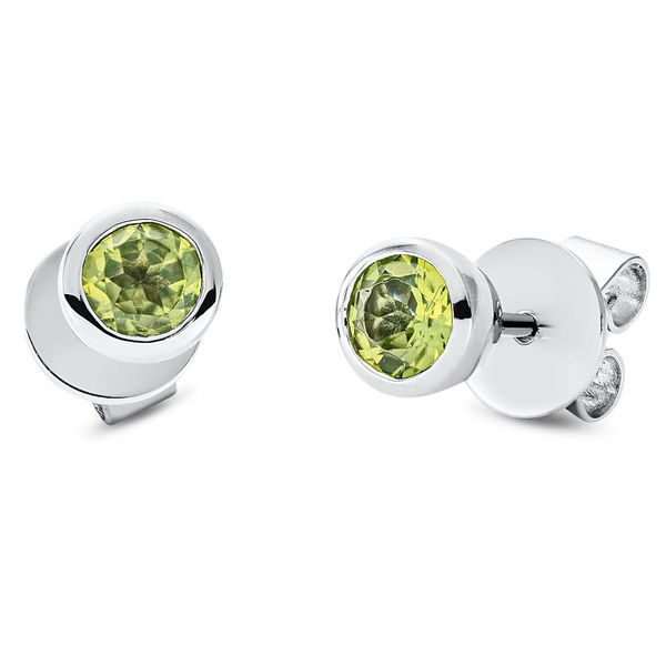 Ohrstecker 750 Weißgold 2 Peridote 0.57ct grün 5.2mm