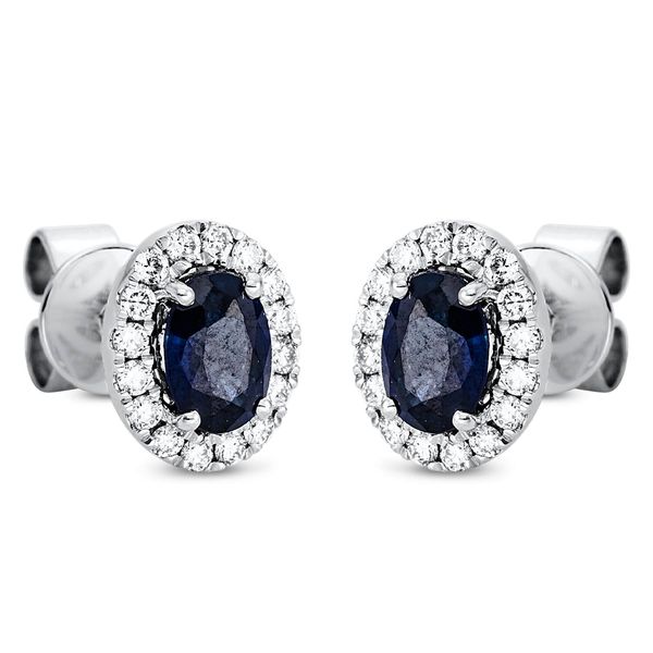 Ohrstecker 750 Weißgold 2 Saphire 1.08ct blau B 7.2mm