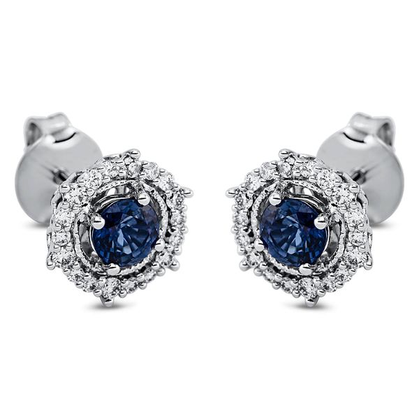 Ohrstecker 750 Weißgold 2 Saphire 0.67ct blau B 9.3mm