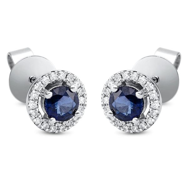 Ohrstecker 750 Weißgold 2 Saphire 0.64ct blau 7.2mm