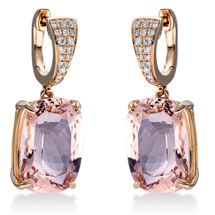 Ohrschmuck 750 Rotgold 2 Morganite 13.5ct pink B 11.8mm