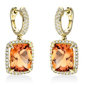 Ohrschmuck Ohrhänger aus 750 Gelbgold 2 Citrine 6,8ct mandarin mit Brillanten