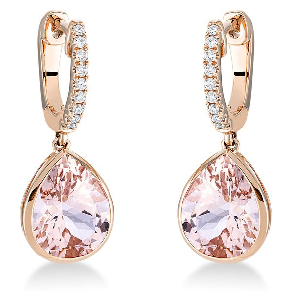 Ohrschmuck 750 Rotgold 2 Morganite 4.8ct pink 0.12ct B 8.9mm