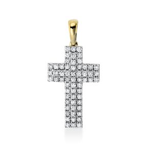 Anhänger Kreuz aus 750 Gold gelb/weiß 60 Brillanten 0,52ct TW-SI 27x12,8mm