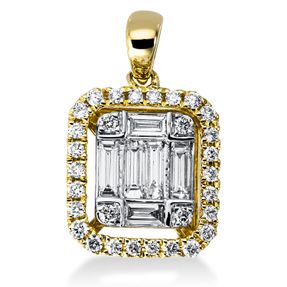 Anhänger aus 750 Gold gelb/weiß 36 Diamanten 0,37ct TW-SI 10,2x9,2mm mit Öse