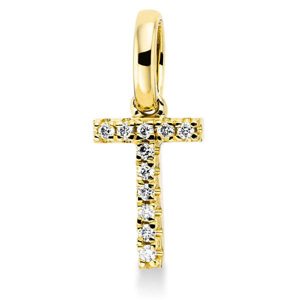 Anhänger Buchstabe T 750 Gelbgold 11 Diamanten 0.04ct