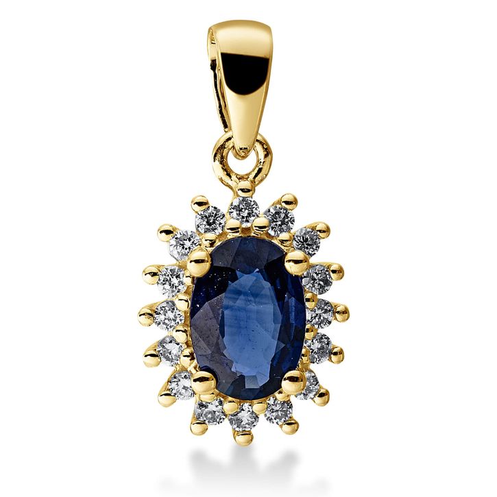 Anhänger 750 Gelbgold Saphir 0.68ct blau Brillanten