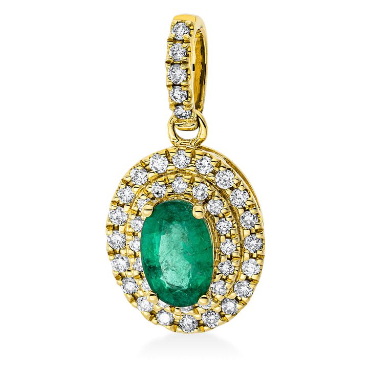 Anhänger 750 Gelbgold Smaragd 0.45ct grün 0.18ct