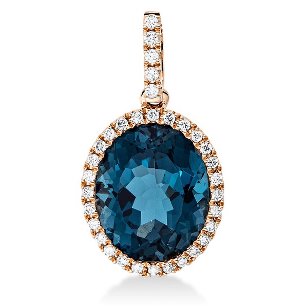 Anhänger 750 Rotgold Topas 4.4ct London blu 0.15ct
